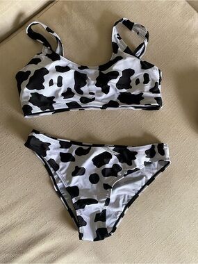 Black & White Cow Print Bikini Set